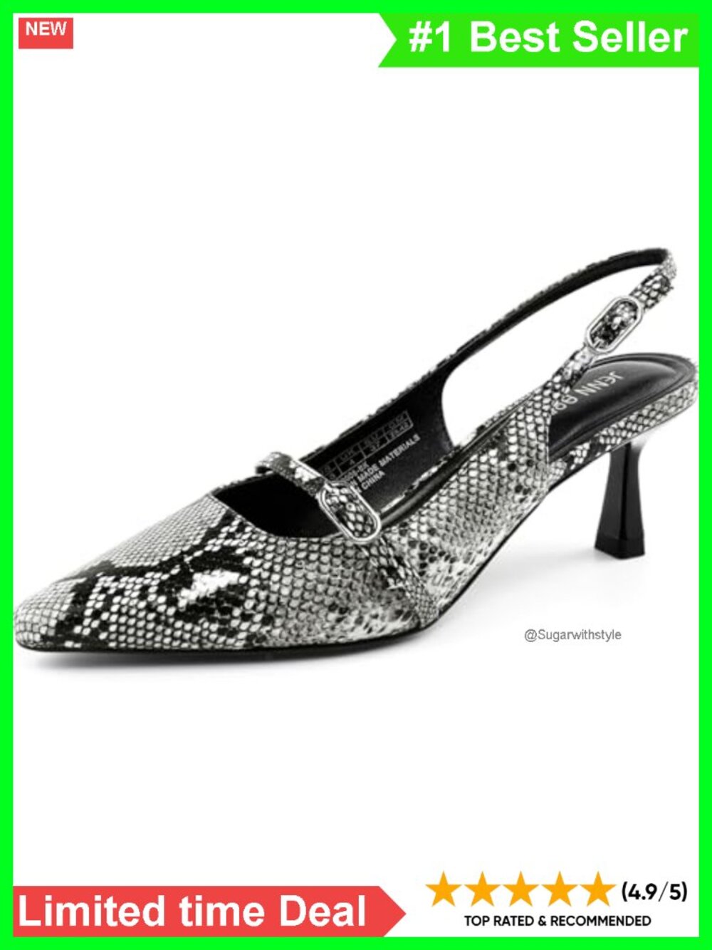 Kitten Heels Slingback Pumps Pointed Toe Mary Jane Dress Shoes